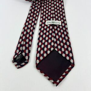 Oleg‎ Cassini Geometric Red White Blue Pointed Classic Imported Silk Necktie Tie